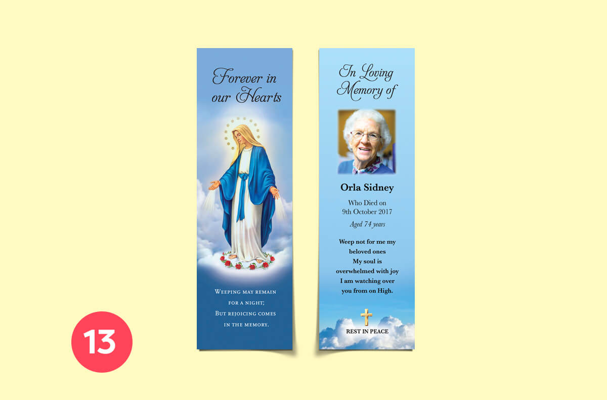 bookmark memorial cards online