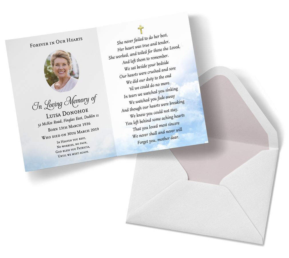 Memorial Card and Envelope designed by Print Ready