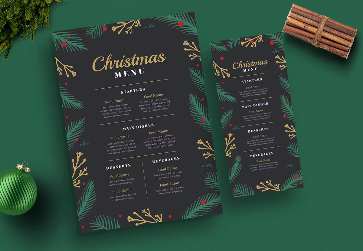 Christmas Menu Design and Printing Example from Print Ready