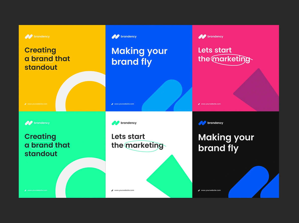 Selection of Business Flyers in Different Colours to Develop Business Branding